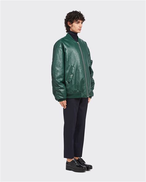 bomber prada verde|Billiard Green Oversized Nappa Leather Bomber Jacket .